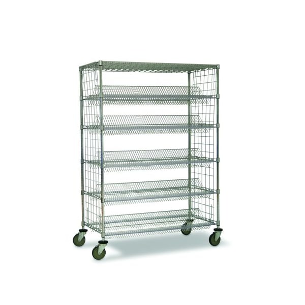 Dbl-Sided Sloped Shelf (5) Cart, 24x24x69